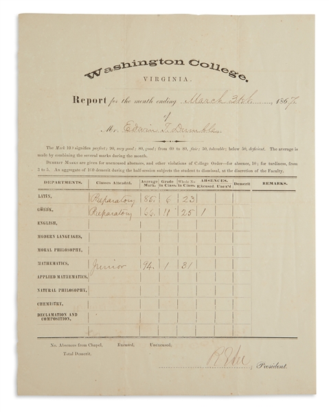 Robert E.  Lee  "Giving Grades"