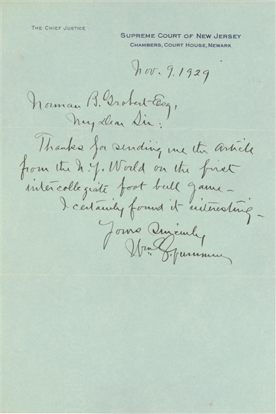 William  Gummere was captain of the Princeton football team that met Rutgers in 1869 the first intercollegiate football game played in America
