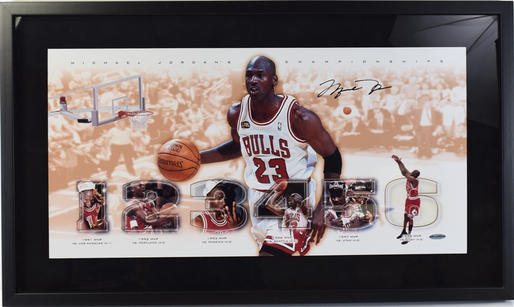 Michael Jordan Championships Signed Poster
