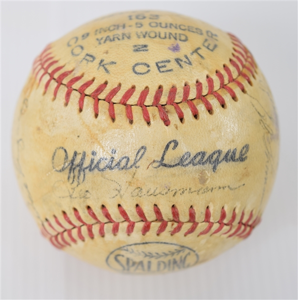 1949 New York Giants Team Signed ball and 1951 Thomson Single Signed