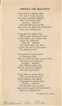 "America The Beautiful"  Signed By Katherine Bates