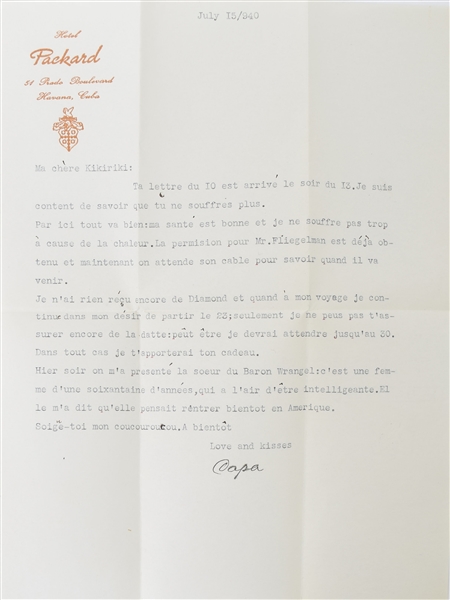Jose Capablanca Rare letter