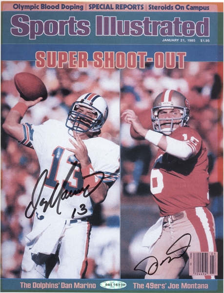 Dan Marino & Joe Montana signed Reproduction  Sports illustrated cover, By Upper Deck