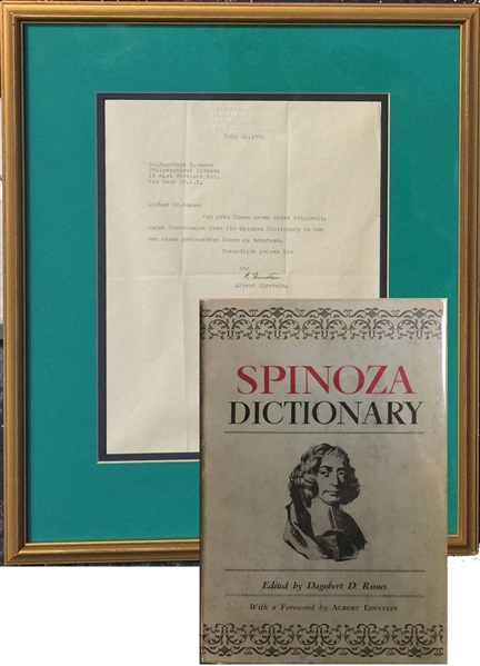 Einstein Writes About Baruch Spinoza and Gives Permission to use his Writings