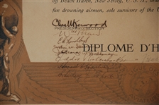 Incredible Certificate for Akron rescue mission; for Heroism Rescue for the Akron search and Air Ship AJ3, ( By Lindbergh, Rickenbacker, Hawks ...)