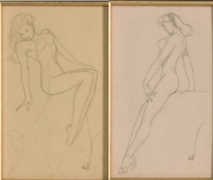 Rare Alberto Vargas Original 1946 Calendar Pin Up Drawings