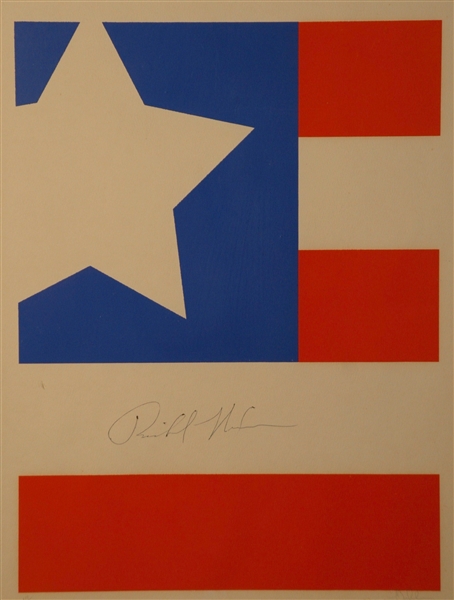 Richard Nixon signed Limited edition Print of a Flag
