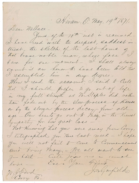 James Garfield Important letter