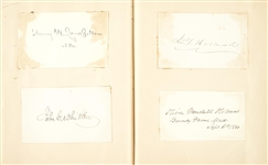 Autograph album containing the signatures of nine U.S. Presidents /Mark Twain and other notables. compiled 1880s-1930s. 