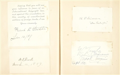 Autograph album containing the signatures of nine U.S. Presidents /Mark Twain and other notables. compiled 1880s-1930s. 
