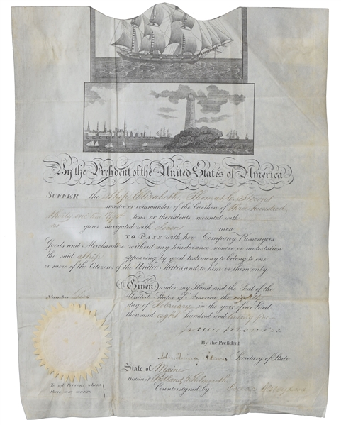 "James Monroe” as president and “John Quincy Adams" Ships Pass