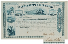 Genaral john Dix Signed Mississippi & Missouri Stock