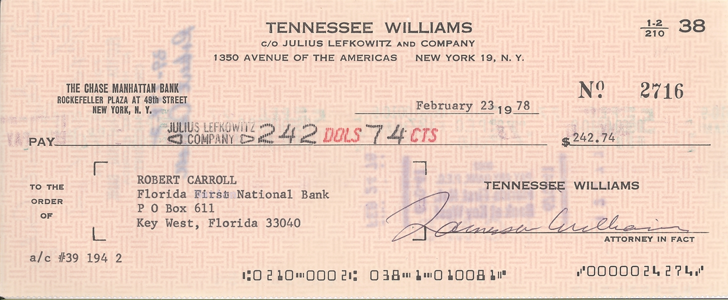 Tennessee Williams Check