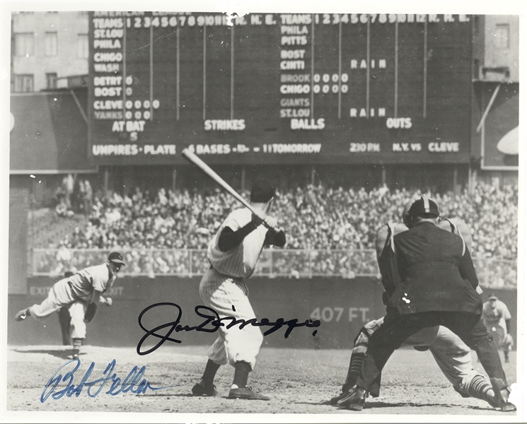 Joe Dimaggio & Bob Feller Signed Photo