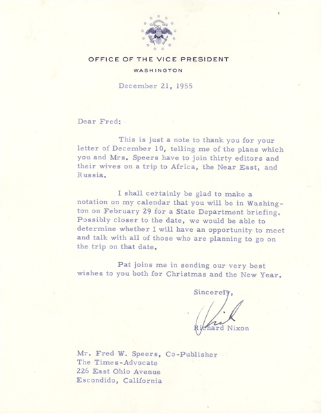 Richard Nixon TLS as Vice President