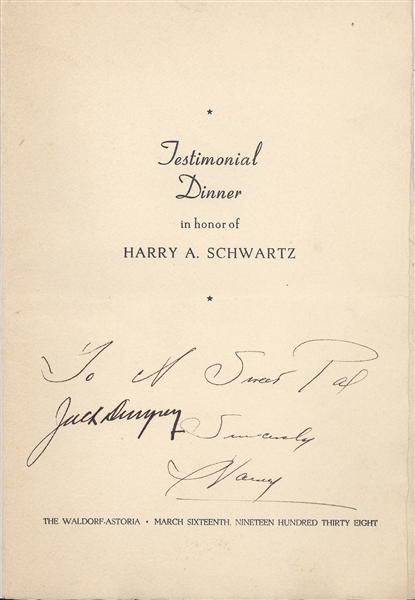 Jack Dempsey Testimonial Dinner