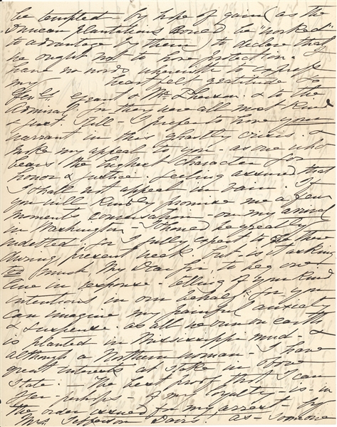 Important Mary Duncan Plantation Letter asking General Halleck for protection