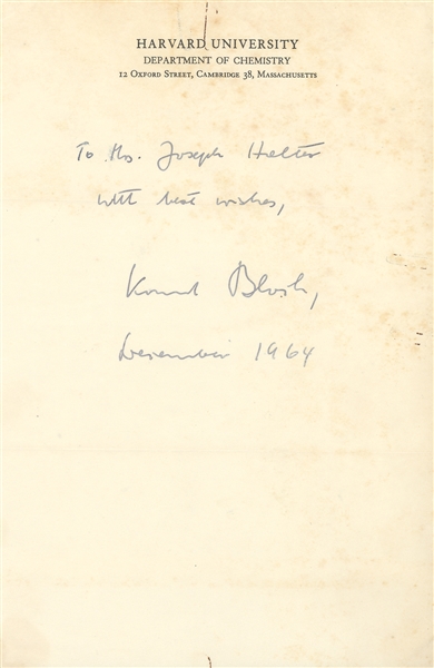 Konrad Bloch  Nobel Prize in Physiology 