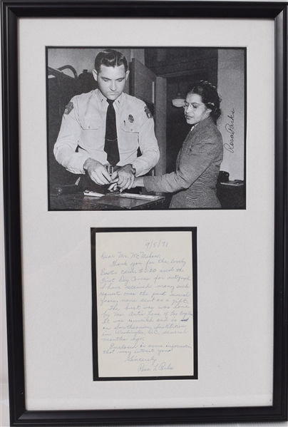 Rosa Parks Signed Famous Photo and  Handwritten Letter