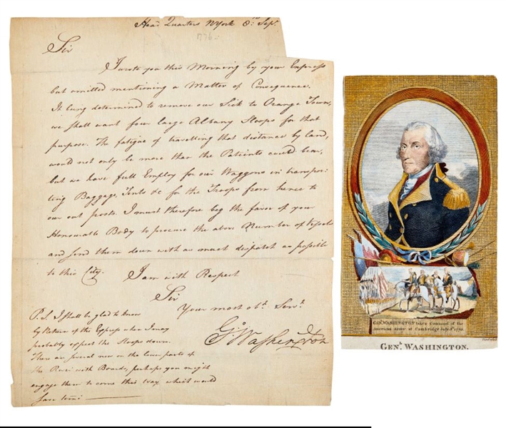 1776 Washington Letter Washingtons Concern for his Troops in Long Island, New York