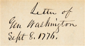 1776 Washington Letter Washington's Concern for his Troops in Long Island, New York