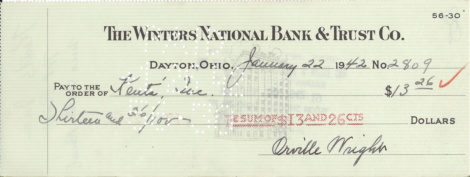 Orville Wright Check