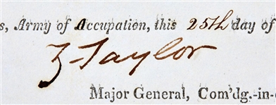 Zachary Taylor  signed Mexican War Army Safe Guard