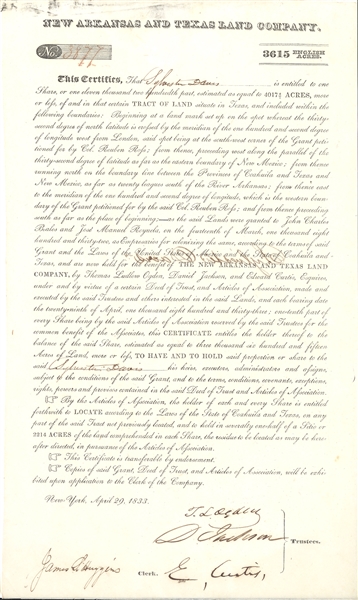 Arkansas and Texas Company  1833