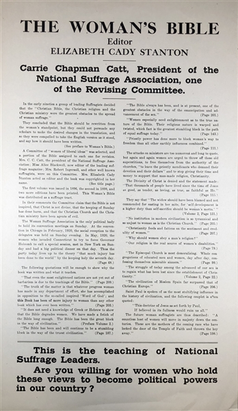 Womans Suffrage: "The Womans Bible" Broadside