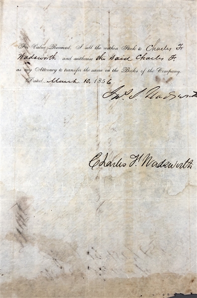 Buffalo & State Line Rail Road Company signed by James S. Wadsworth
