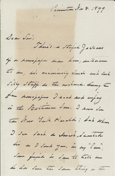 Unusual letter from Grover Cleveland (racist remarks)