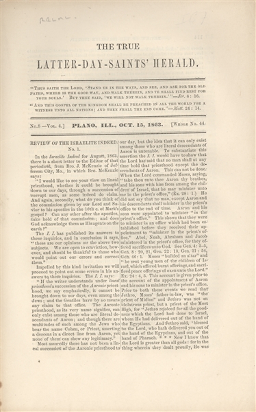 Mormon( The True Latter Day Saints Herald) 1863, 1866, 1871
