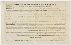 Rare! JOHN TYLER SIGNED LAND GRANT to  "Wisconsins first millionaire"