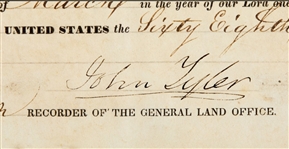 Rare! JOHN TYLER SIGNED LAND GRANT to  Wisconsin's first millionaire