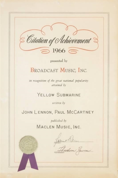 Yellow Submarine BMI Award