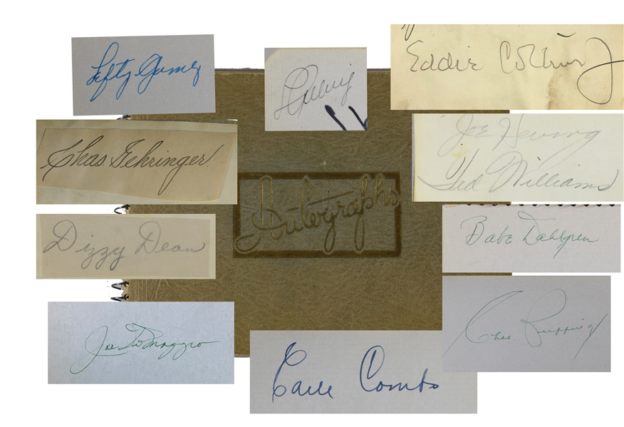 Signed Album With Lou Gehrig, DiMaggio, Williams and Over a 100 Baseball Autographs 