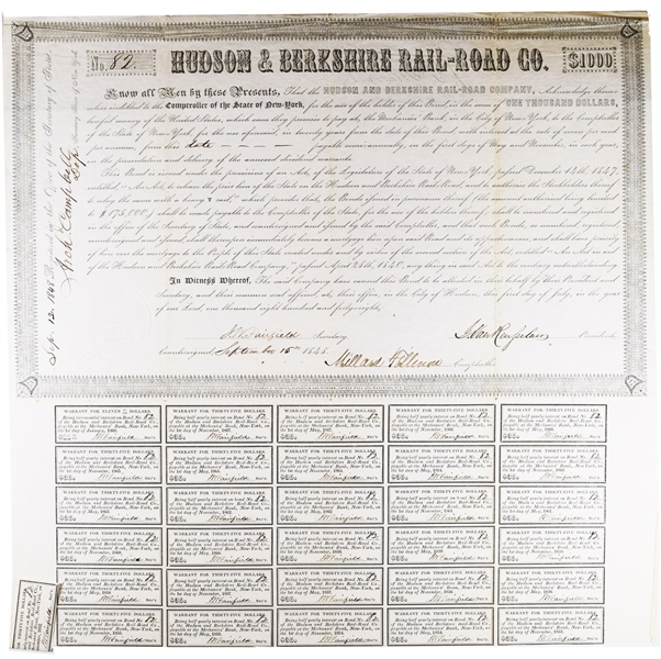 Millard Fillmore Signed Rail Road Stock