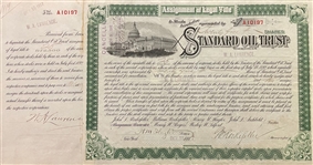 William Rockefeller Jr / Henry Flagler Signed Stock 