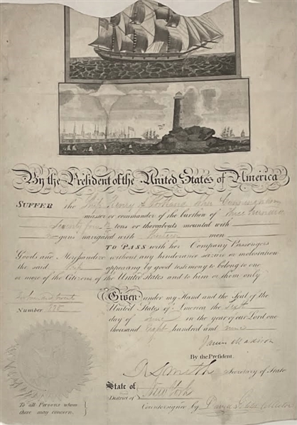 James Madison Ship's passport