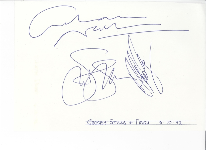 Crosby, Stills, and Nash Signed Page