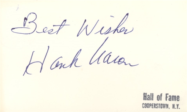 Hank Aaron Signed Card