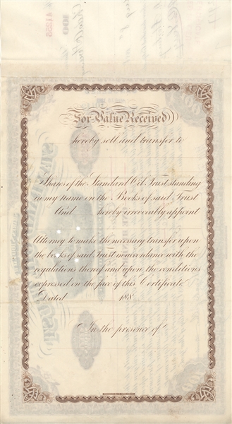 Standard Oil signed by John D. Rockefeller and Henry Flagler