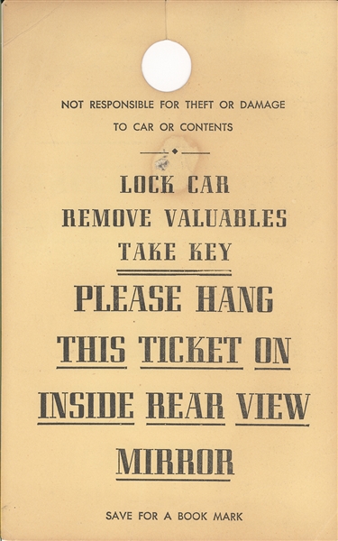 Very Rare Beatles Original parking pass for 8/16/66, JFK Stadium Concert