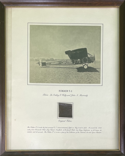 Original U.S. Framed Fabric Piece from the Fokker T-2