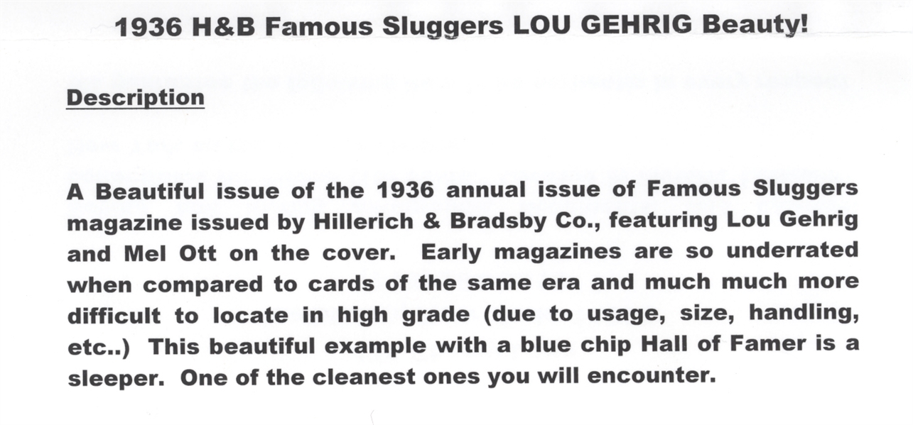 1936 H & B Famous Sluggers Magazine