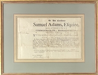 Samuel Adams  Signer of Declaration Of Independence , Signed Military Appointment