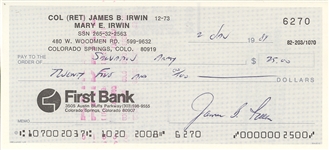 James Irwin Signed Check