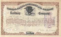 Toledo, Canada Southern and Detroit Railway Company signed by Cornelius Vanderbilt II