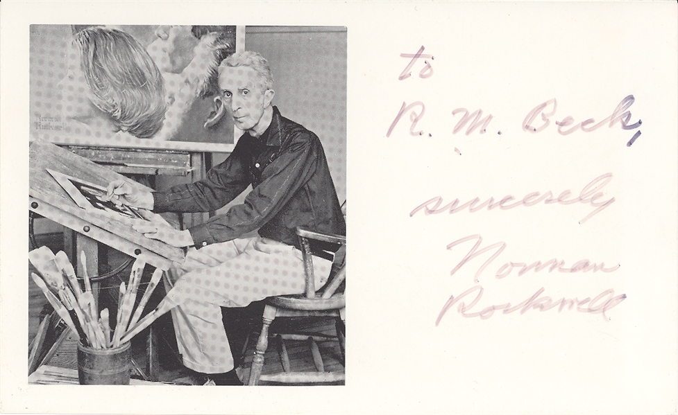 Norman Rockwell Signed Postcard