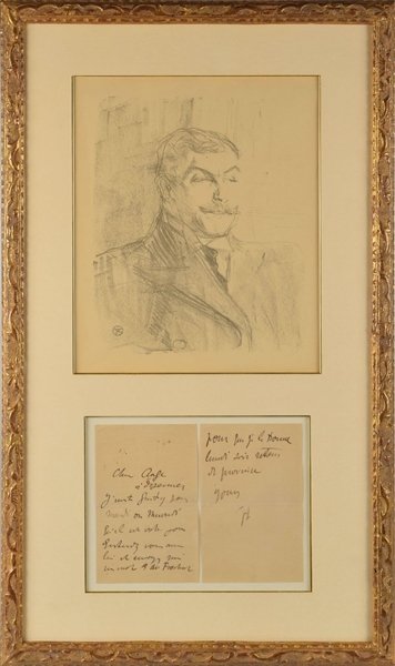 Henri de Toulouse-Lautrec Fine ALS  accompanied with Original Lithograph
